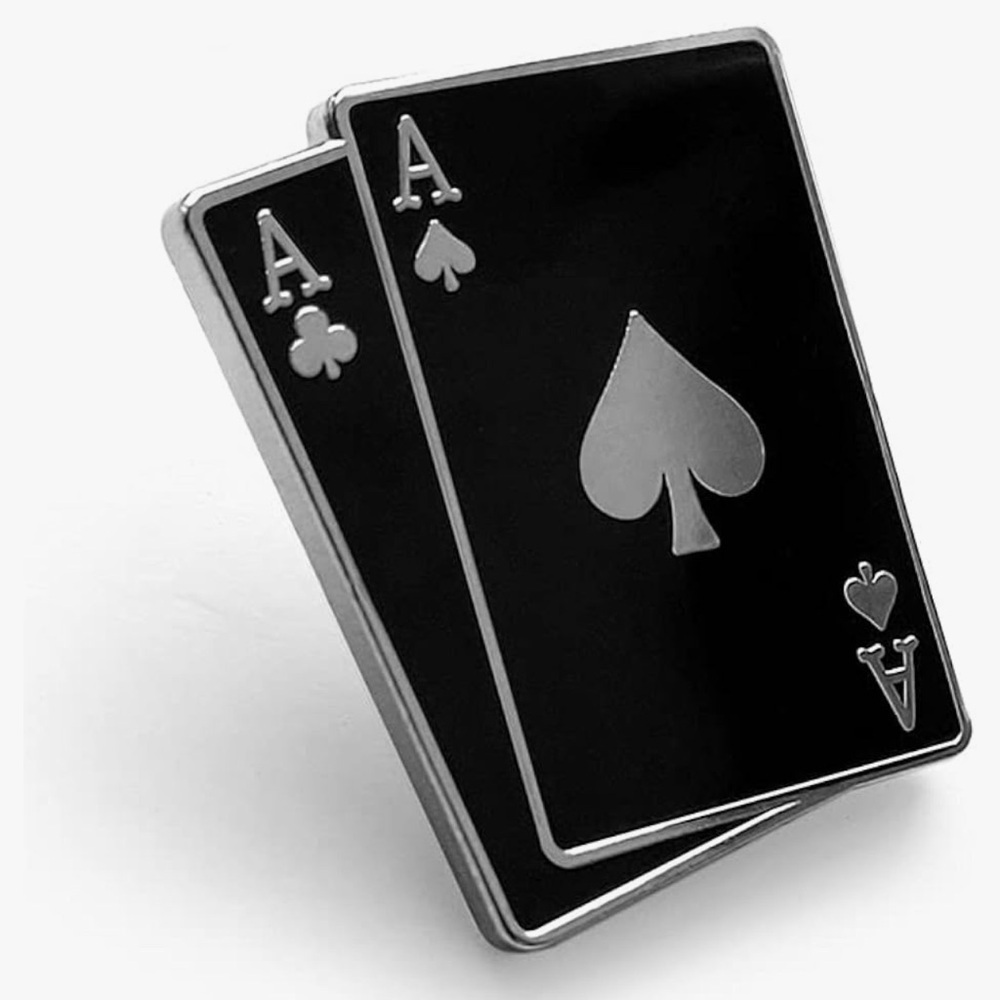 Black Pair of Aces Poker Hand Enamel Lapel Pin